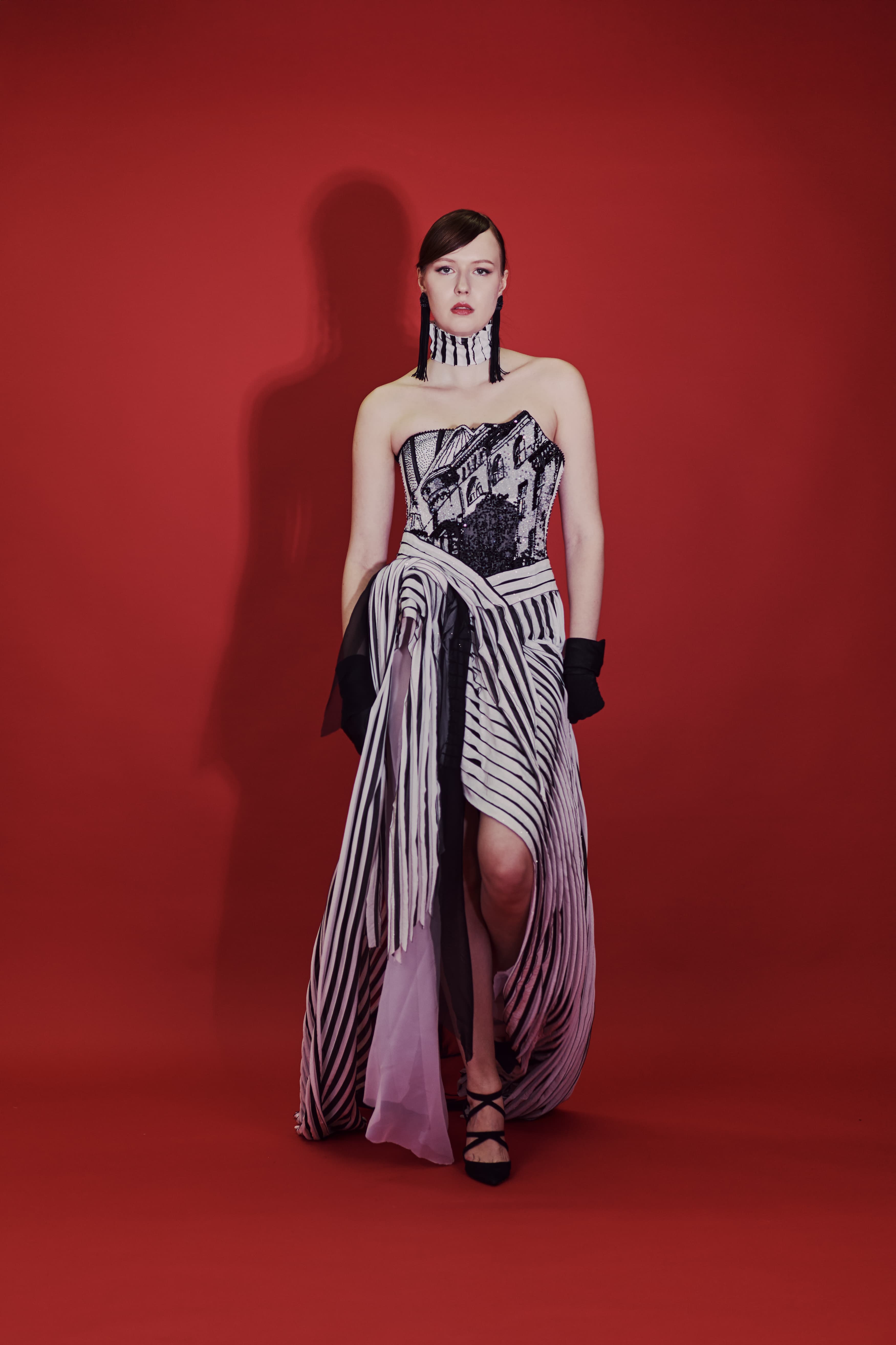 Creative fashion editorial featuring sculptural sustainable couture